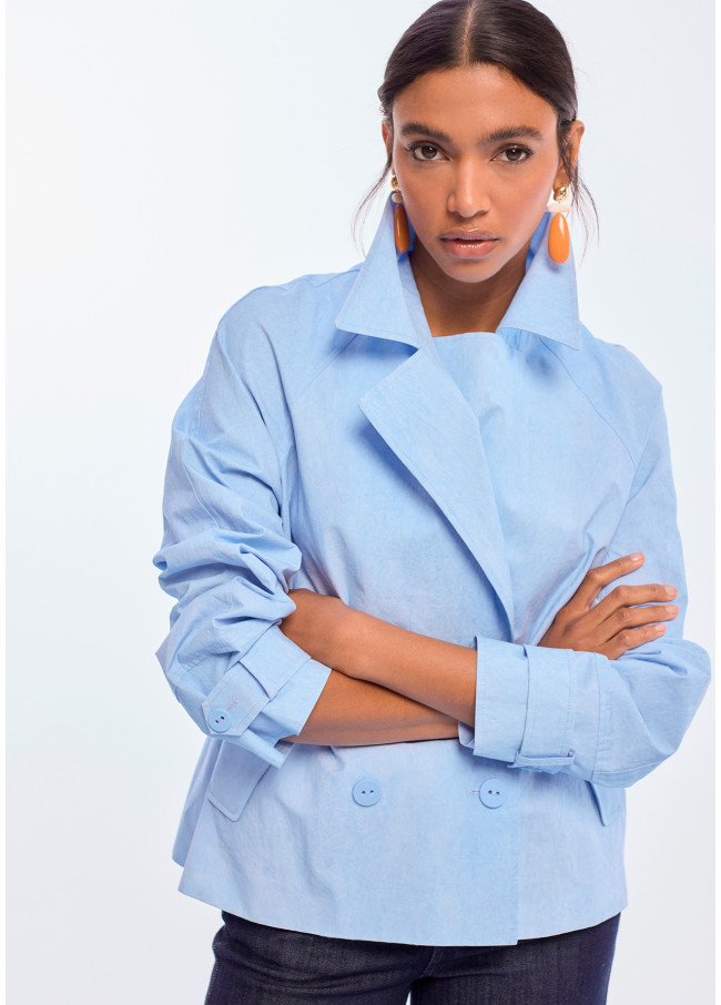 Veste Croisée Tissu Délavé