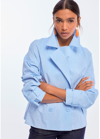 Washed Fabric Crossover Jacket