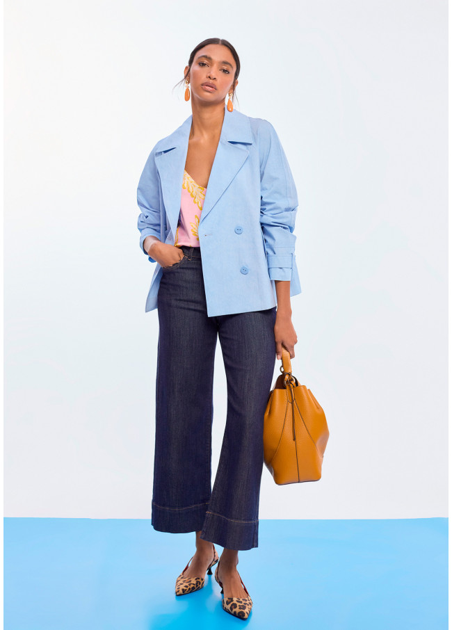 Veste Croisée Tissu Délavé