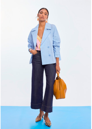 Washed Fabric Crossover Jacket