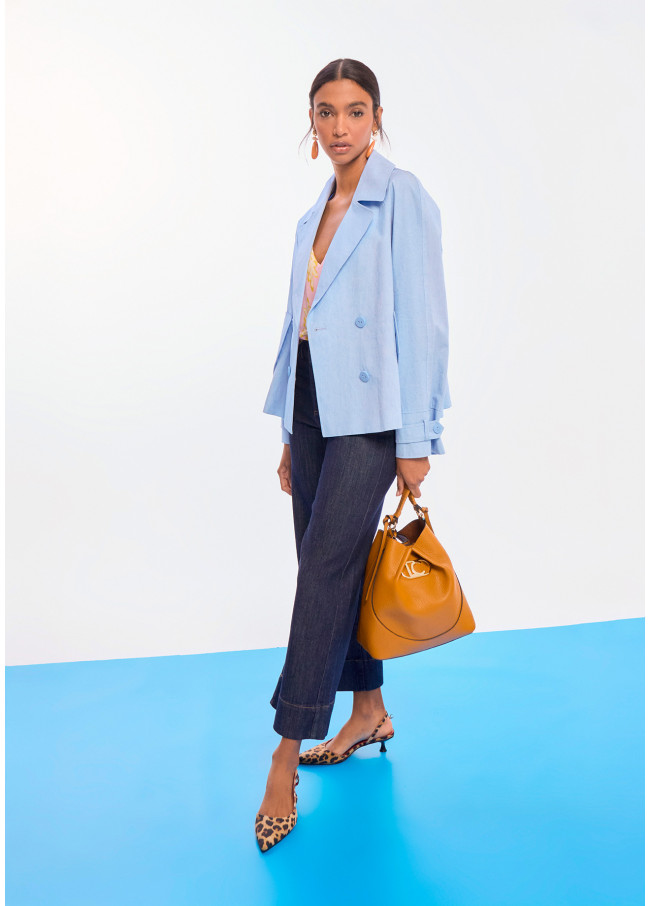 Veste Croisée Tissu Délavé