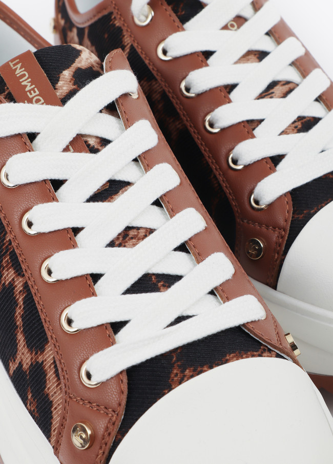 Platform Sneaker with Leopard Print and Stud...
