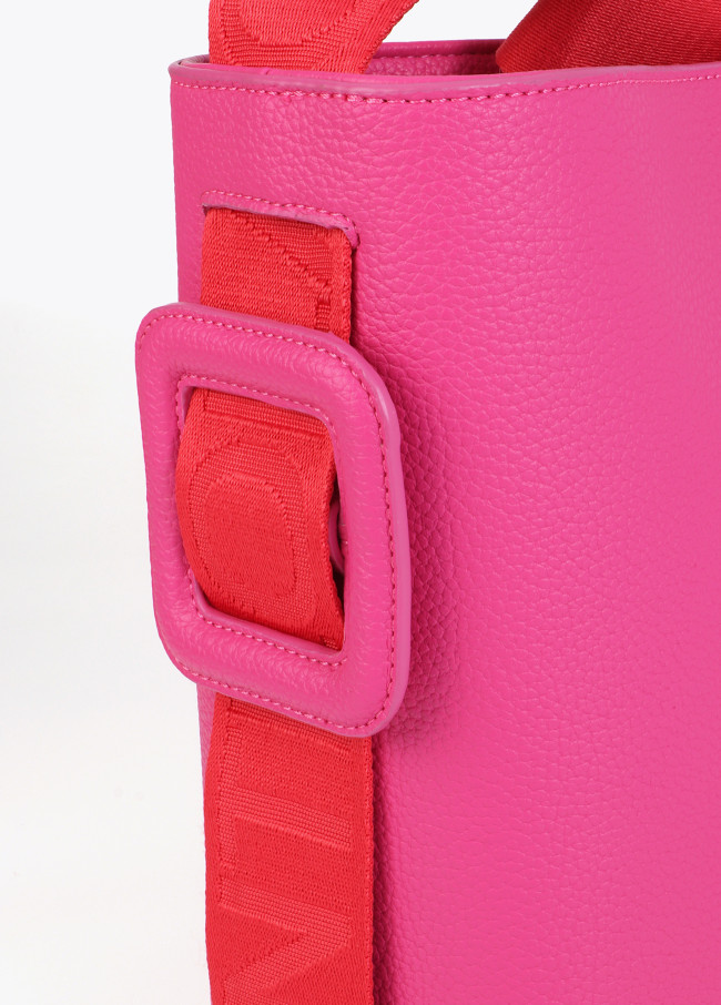 Shopper con Manico in Nylon a Contrasto