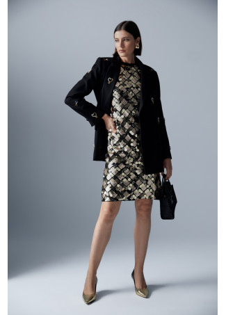 Double-breasted blazer with rhinestone embroidery