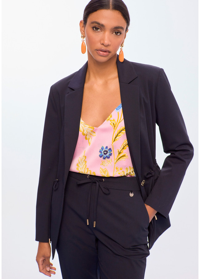 Gerader Blazer mit Verstellbarem Gürtel