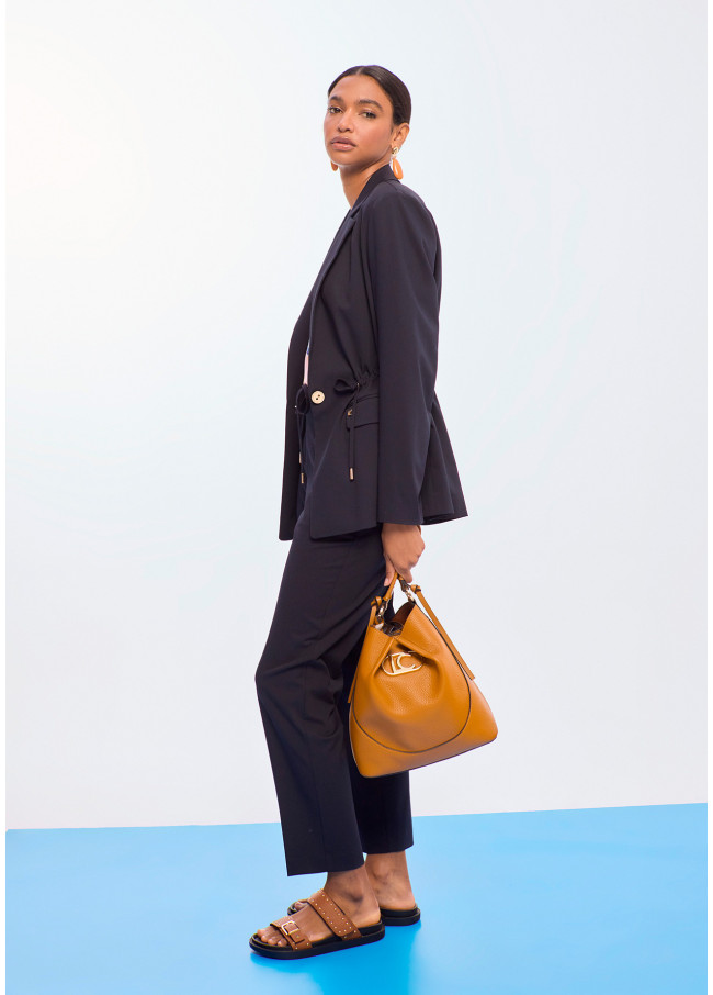 Straight Blazer with Adjustable Belt