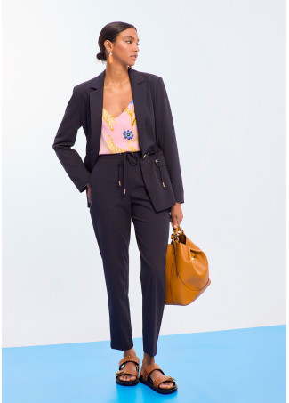 Blazer Droit avec Ceinture Réglable