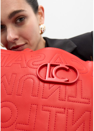 Unstructured Shopper with Monogram Stitching