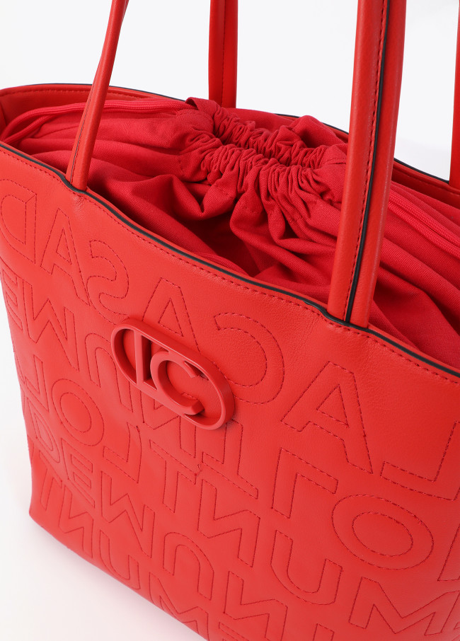 Unstructured Shopper with Monogram Stitching