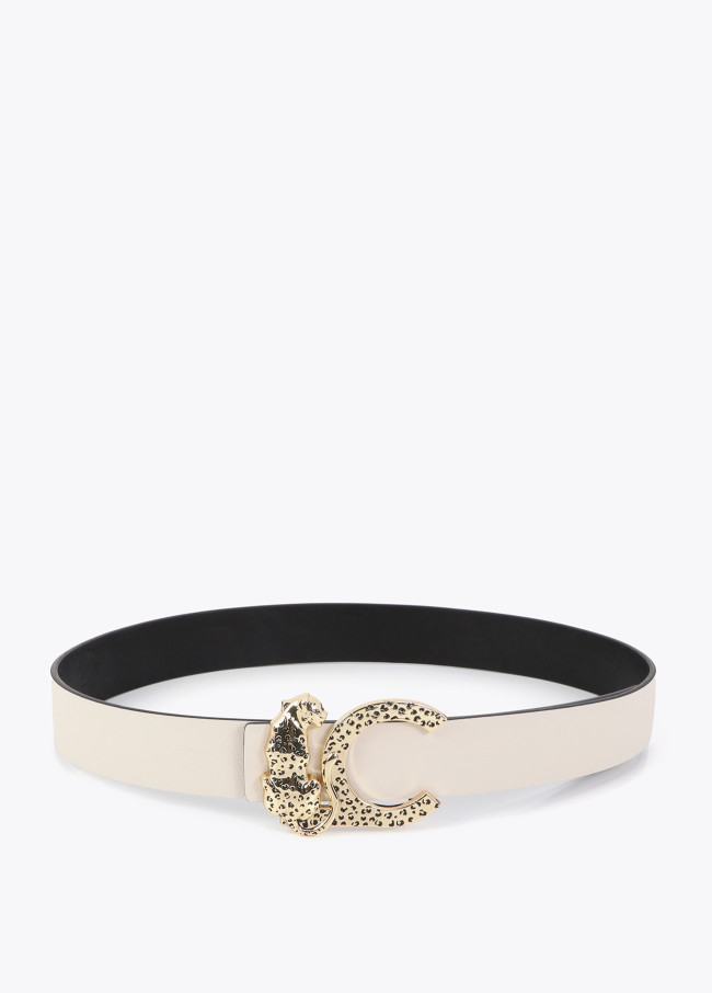 Cinto reversível com fivela logo animal