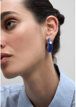 Orecchini a cerchio chunky in acrilico blu