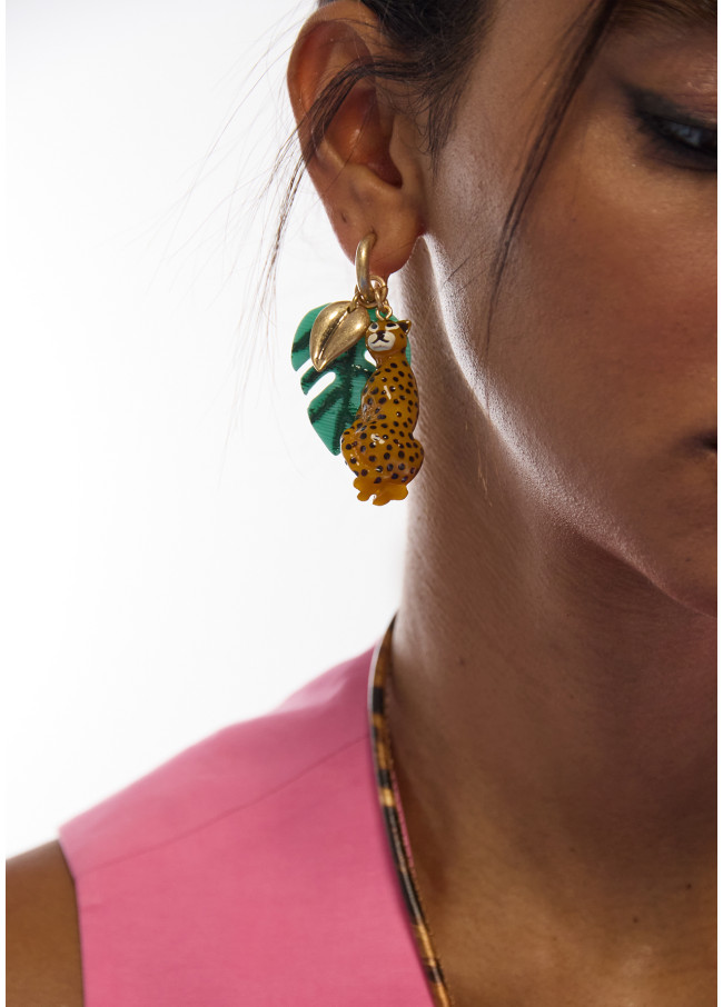 Orecchini a cerchio con charm tropicali