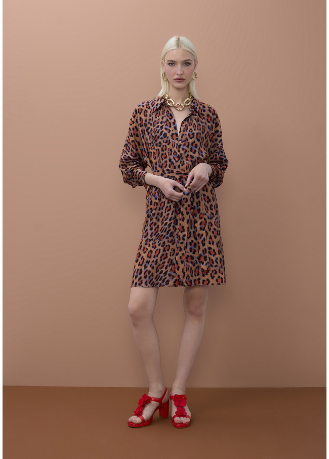 Vestido camisola curto estampa animal