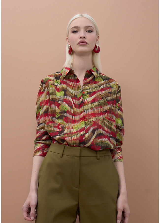 Camicia a maniche lunghe stampa serpentina