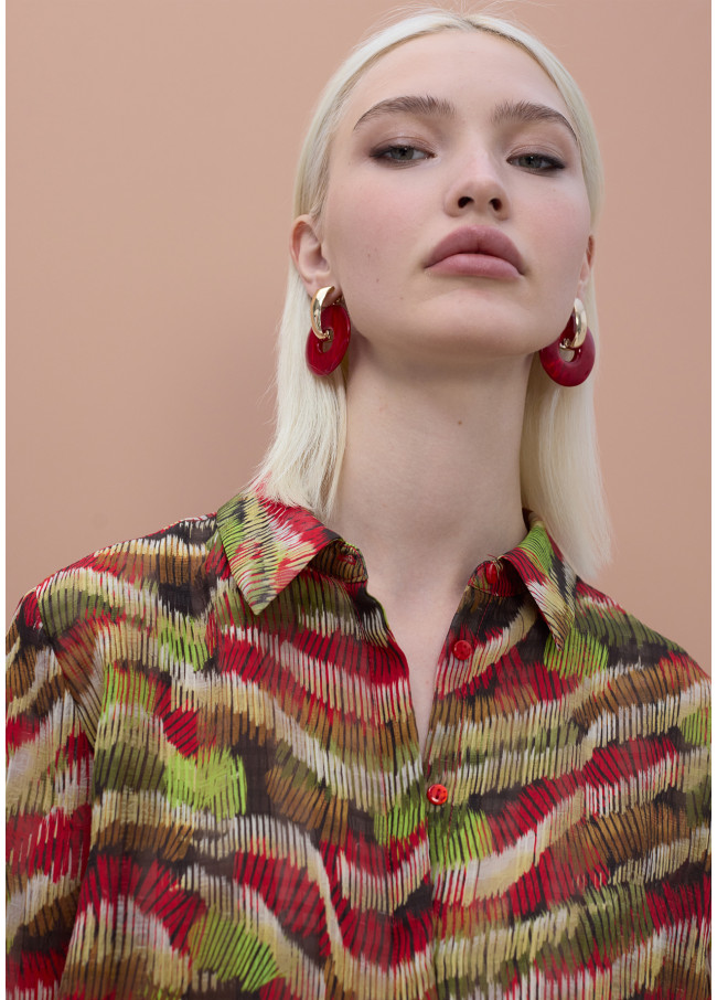 Long Sleeve Serpentine Print Shirt