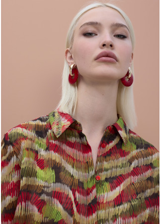 Long Sleeve Serpentine Print Shirt