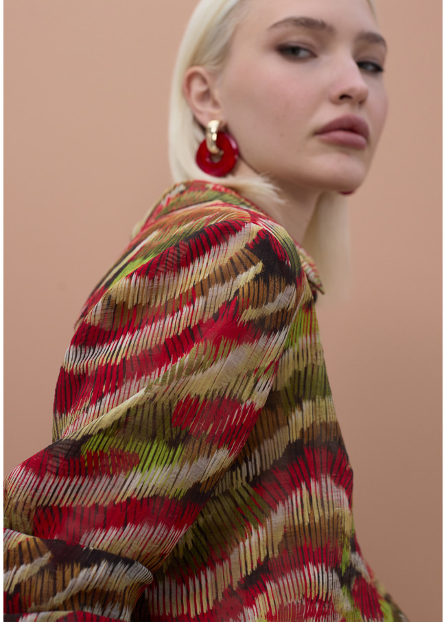 Camicia a maniche lunghe stampa serpentina