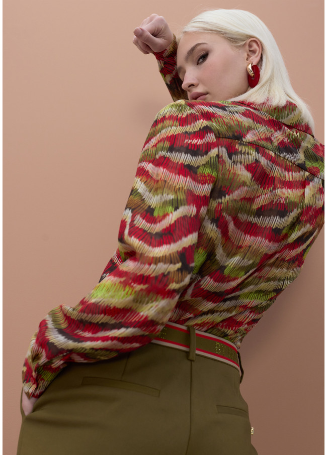 Long Sleeve Serpentine Print Shirt