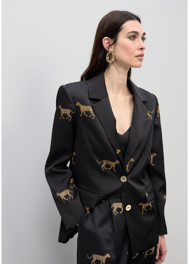 Satiniertes Gerade geschnittenes Blazer mit...