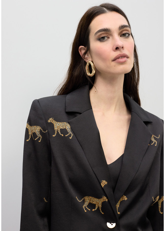 Satiniertes Gerade geschnittenes Blazer mit...