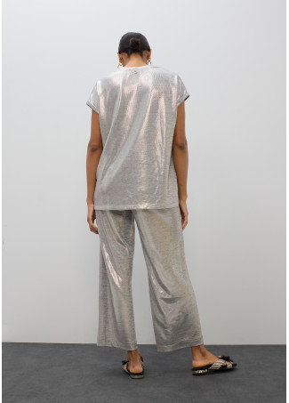 Pantalón fluído plateado
