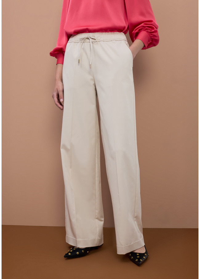 Pantaloni Lunghi Dritti con Vita Elastica