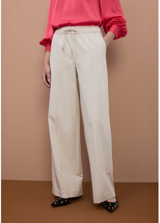 Straight Long Pants with Elastic Waistband
