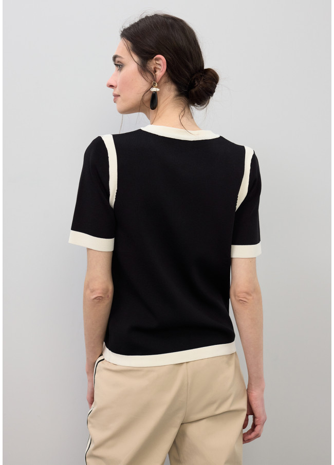 Cardigan à manches courtes avec bord contrasté