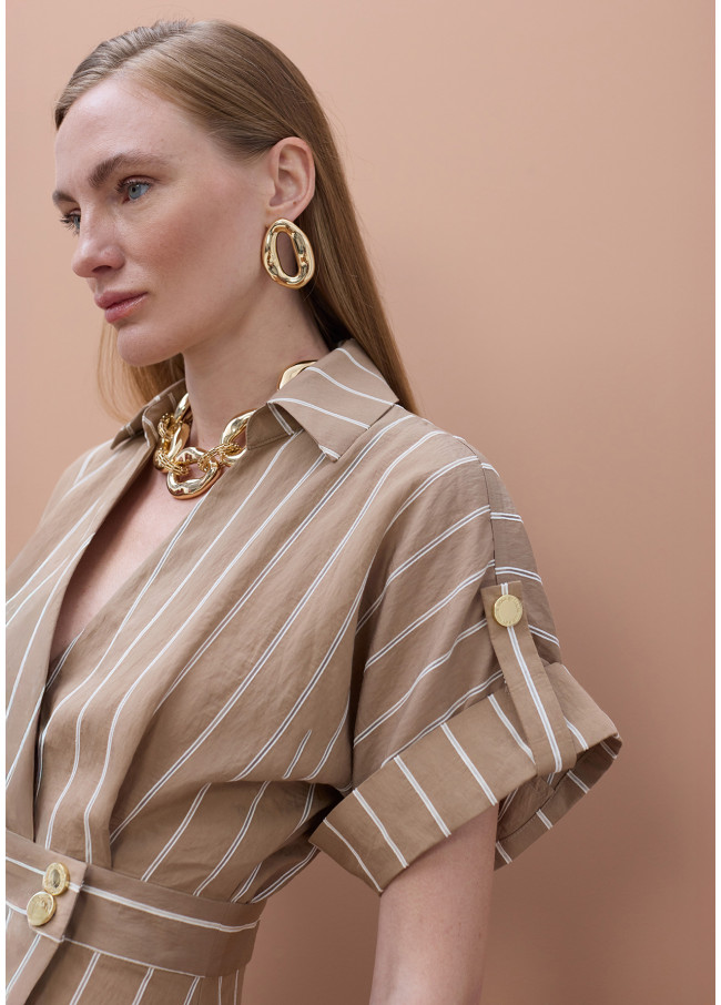 Robe chemise à manches courtes et rayures
