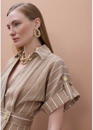 Robe chemise à manches courtes et rayures