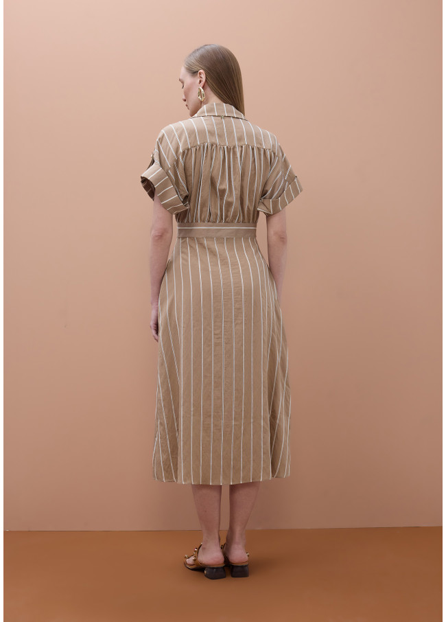 Kurzarm Hemdblusenkleid mit Streifen