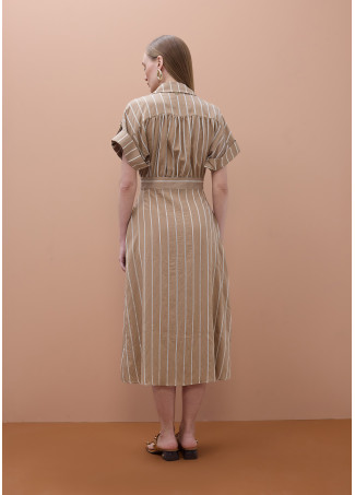 Short Sleeve Shirt Dress with Stripes