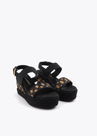 Metallic Raffia Effect Wedge