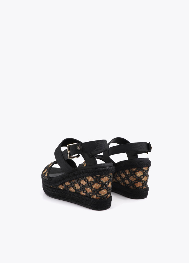 Metallic Raffia Effect Wedge