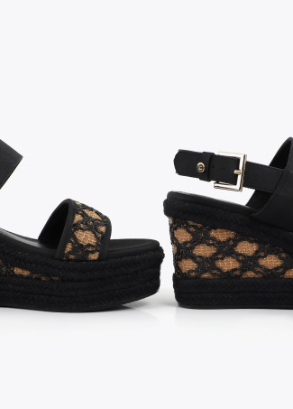Metallic Raffia Effect Wedge