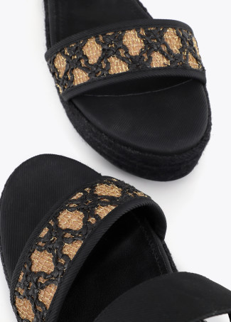 Metallic Raffia Effect Wedge