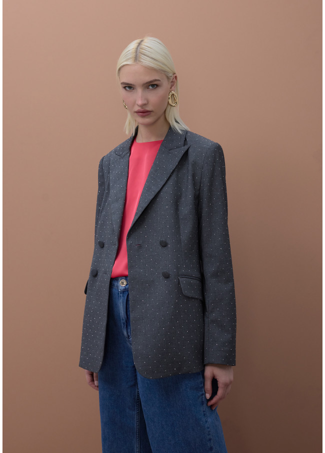 Double-Breasted Strass Blazer