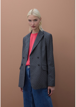 Americana cruzada salpicado strass