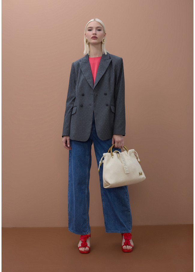 Blazer cruzado com strass