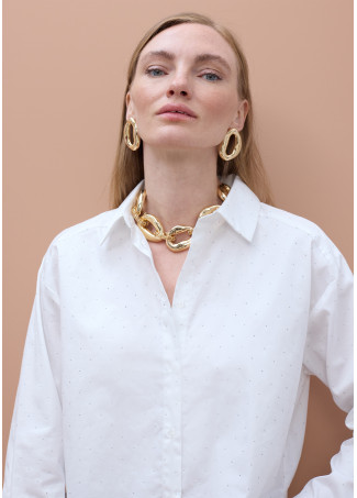 Poplin-Hemd mit Estras-Details