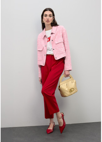 Chaqueta recta en tweed con lentejuelas