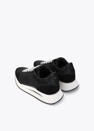 Bicolor Platform Sneaker in Combined Fabrics and Leather Details