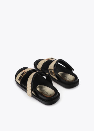 Flat Sandal with Straps and Metal Details