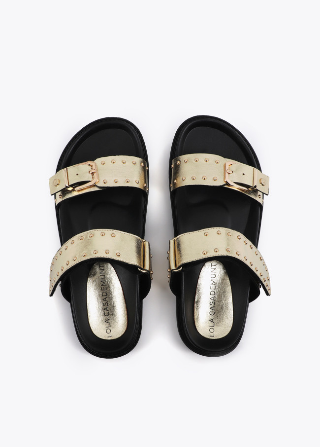 Flat Sandal with Straps and Metal Details