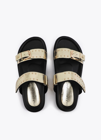 Flat Sandal with Straps and Metal Details