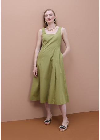 Fitted Strap Poplin Dress