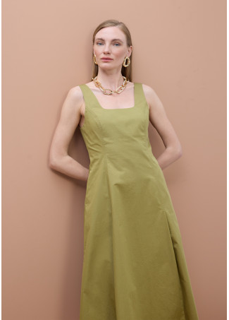 Robe Popeline Ajustée à Bretelles