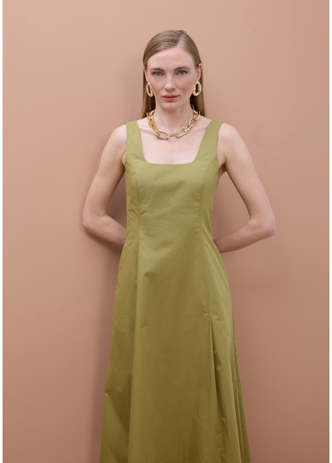 Vestido popelín tirantes ajustado