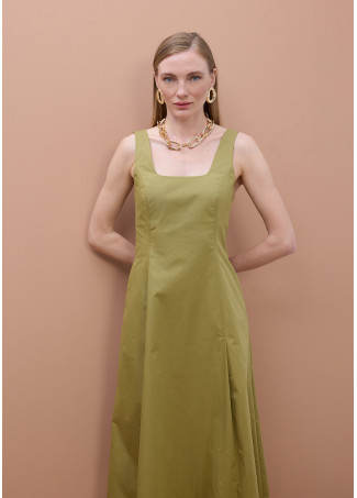 Robe Popeline Ajustée à Bretelles