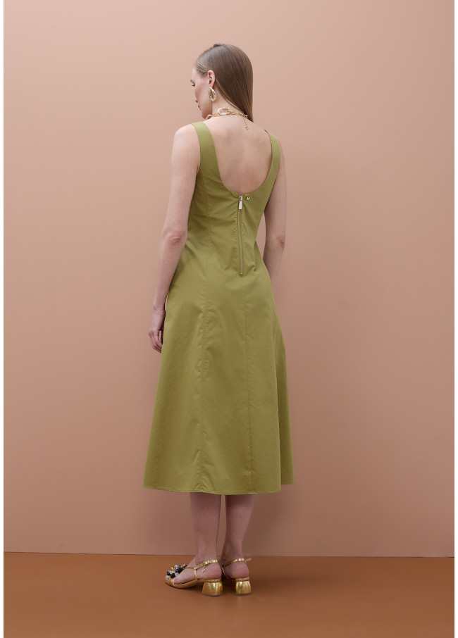 Robe Popeline Ajustée à Bretelles